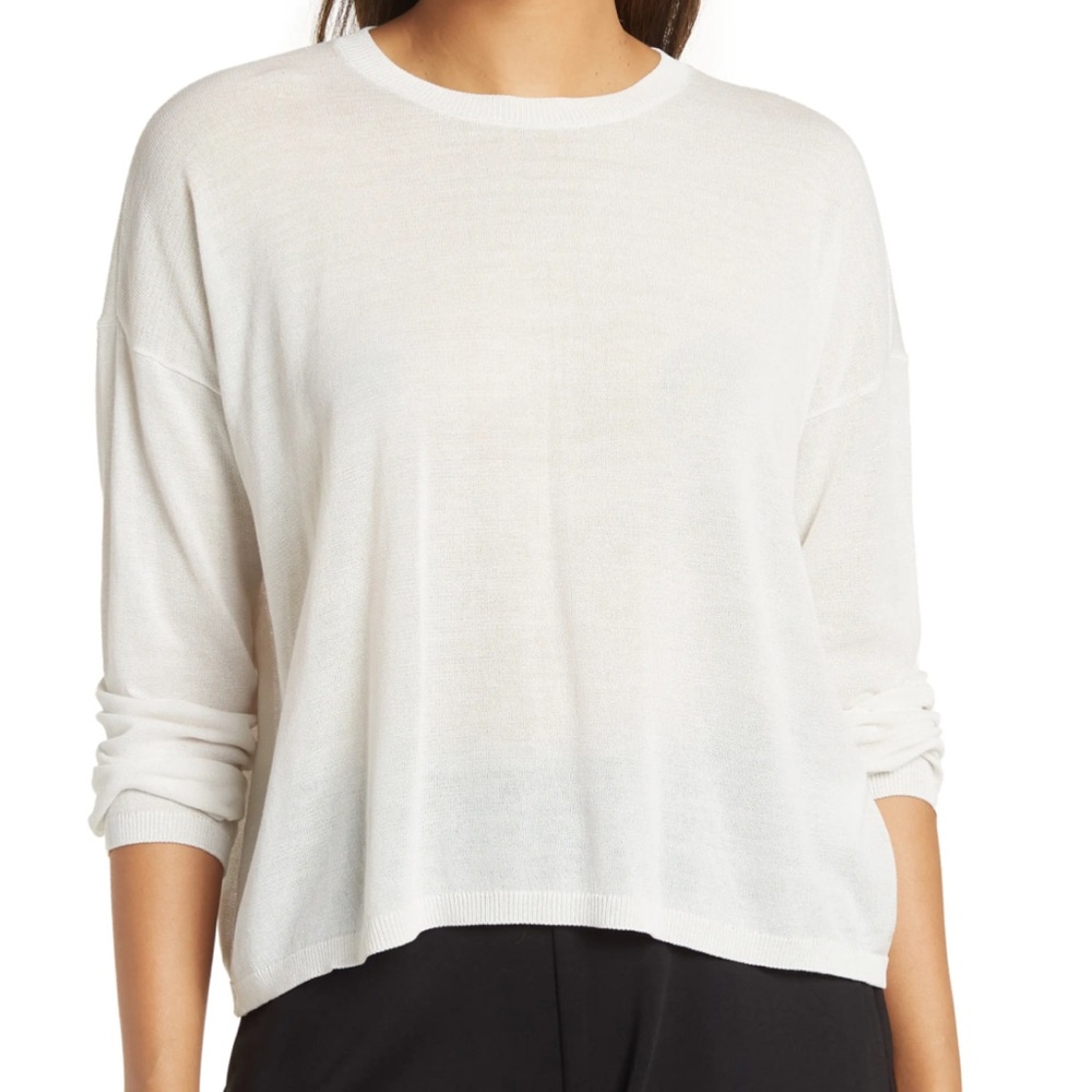 Eileen Fisher White Crewneck Boxy Top
